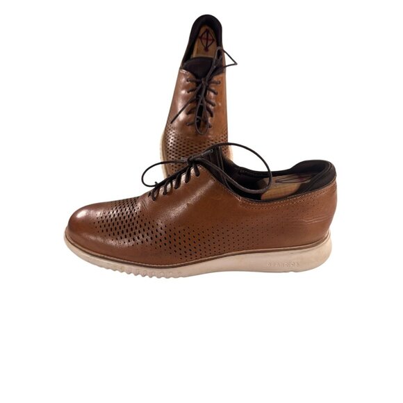 Cole Haan Mens Grand OS Size 9 M Brown Leather Wingtip Oxfords Comfort Shoes - Picture 1 of 9